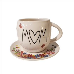 NEW Rae Dunn Artisan Collection By Magenta - Mothers Day - Mom Mug & Saucer